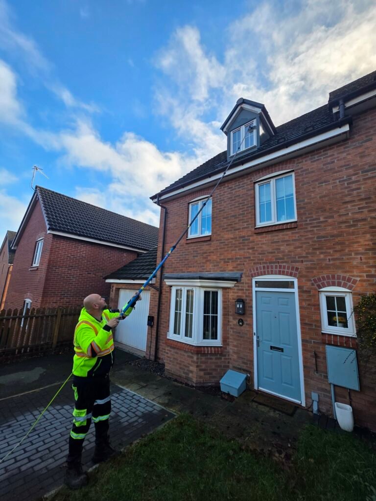 Window cleaning in Telford using a purified water-fed pole